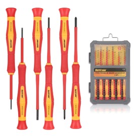 HURRICANE Premium 1000V Precision Insulated Screwdriver Set, 6 Piece S2 Steel Mini Electrician Screwdrivers with SL1.8/2.0/2.5/3.0mm & PH00/PH0, VDE Certified for DIY & Professional Electrical Repair