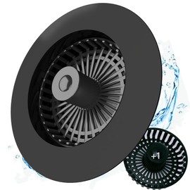 3 in 1 Kitchen Sink Drain Strainer, Universal Sink Drain Stopper, Sink Strainers for Kitchen Sink Food Catcher, Sink Plugs for Drain for US Standard 3-1/2 Inch Brass Electroplated (BLACK)