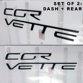 Advanced Trims SET OF 2: 2005-2013 Corvette C6 MATTE BLACK Plastic Letters Rear Bumper Emblem
