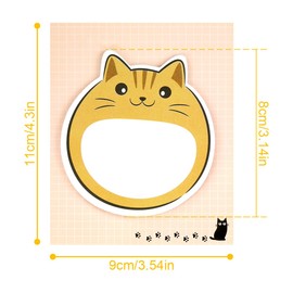 5Pcs Cute Sticky Notes, GLADFRESIT Cartoon Cat Self-Stick Memo Pads Animal Shape Notepads Markers Flags for Students Home Office