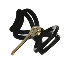 VingTAINE H7251-BK- Tortoise Shell Style Ribbon Pony Hook Hair Cuff Hair Hook Pony Hair Elastic Basic Hair Accessory