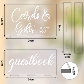 2 Pieces Acrylic Wedding Reception Sign Guest Book Sign Cards and Gifts Wedding Sign with Stand Rustic Farmhouse Hanging for Wedding Cabin Beach Party Home Decor, 2 Styles (White Printing)
