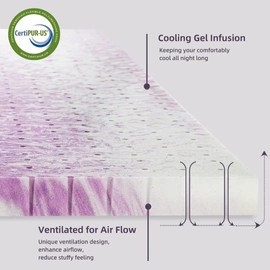 BDEUS 3 inch Mattress Topper Twin Size, Cooling Gel Memory Foam Bed Topper for Pressure Relief