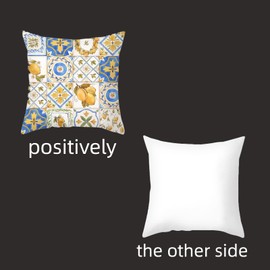 Lsydgn Pack of 4 Lemon Decorative Outdoor Cushion Covers, Lemon Cushion Cover, 45 x 45 cm, Square Decorative Cushion, Suitable for Sofa, Bedroom, Living Room, Car, Home Decoration Cushion Cover