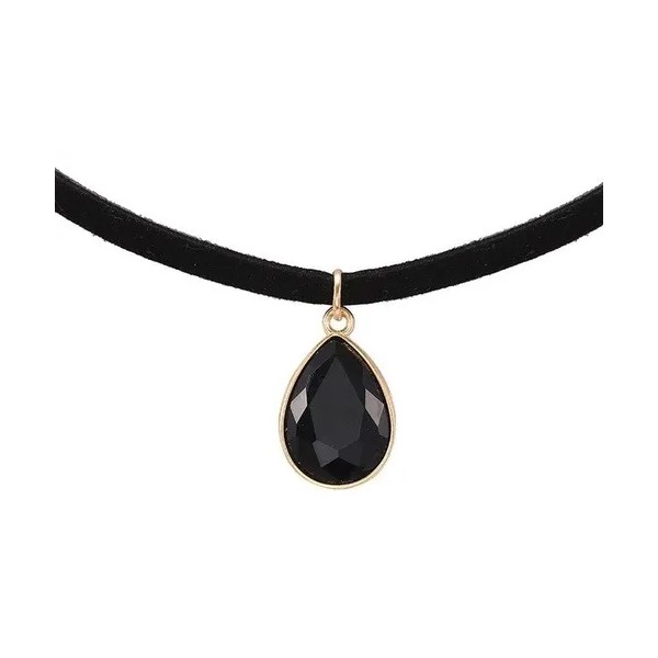Choker De Moda Mujer Gargantilla Terciopelo Lagrima Cristal