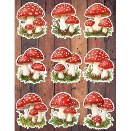 Handmade Little Red Mushroom Die Cut Vinyl Stickers Set Scrapbooking Laptop Waterbottle