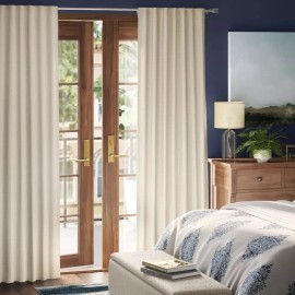 Threshold New Ivory Textured Plaid Single Lined Blackout Curtain Panel 50" x 84"