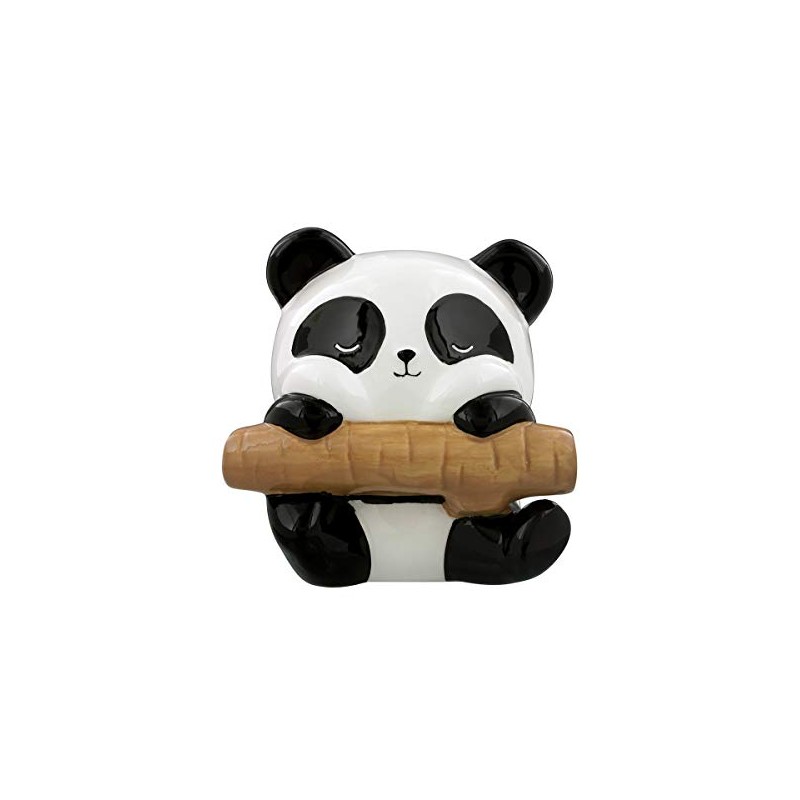 Pandarama Panda On Branch Money Box Black & White