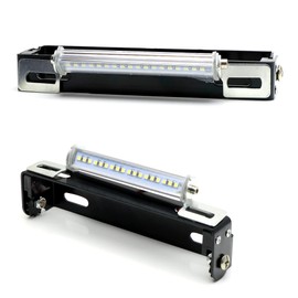 iJDMTOY Black Finish 180-Degree Ratcheting Angle Adjustable Aluminum License Plate Mount Bracket w/ 18-SMD LED License Plate Light Compatible with Motorcycle Bike ATV Dirty Bike 7-Inch Number Plate