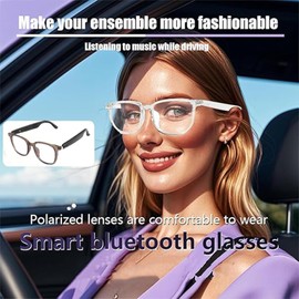 Smart Glasses with Speakers, Smart Music Glasses for Businees, Bluetooth Glasses for Women, for Listening to Music & Calling (Brown)