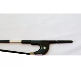 Vio Music 4/4 Carbon Fiber Bass Bow, Ebony Frog, German, Natural Black Horse Hair