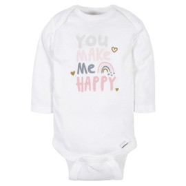 Gerber Baby Girls' 6-Pack Long-Sleeve Onesies Bodysuits, Bear Pink, 12 Months