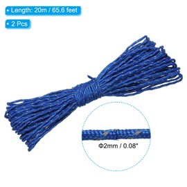 PATIKIL 65 Feet Reflective Guyline Camping Paracord, 2Pcs 2mm Tent Cord Guyline Rope Nylon Paracord Rope for Camping Tent Tarp Hiking, Dark Blue (20M)
