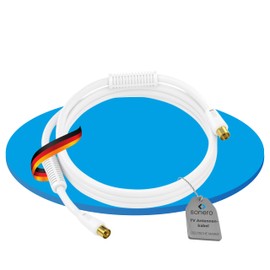 sonero Antennenkabel SAT Kabel Koaxialkabel Satelitenkabel mit Ferrite TV 4fach geschirmt, für HDTV, Receiver, Internet, Satelit, DAB, Radio, 5,0m
