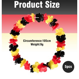 Pack of 5 Germany Fan Item Flower Chain, Germany Flag Garlands, Fan Item Set, Flower Chain Fan Item, Germany Hawaiian Wreaths in Black, Red, Gold, Props Flower Chains for Football Parties