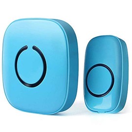 SadoTech Wireless Doorbell for Home - 1 Push-Button Ringer & 1 Chime Receiver, Battery Operated, 1000 Feet, Waterproof Door Bell w/LED Flash, Baby Blue