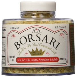 Borsari Citrus Seasoned Salt - Gourmet Citrus Herb Seasoning Infused Sea Salt with Lemon Peels and Herbs- Gluten Free All Natural and Keto Friendly Season Salt - 4 oz Shaker Bottle