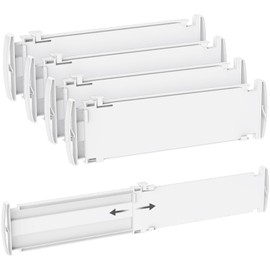 Lifewit 4 Pack Drawer Dividers Plastic 4" High, 14-23" Adjustable Drawer Organisers for Clothes, Expandable Dresser Separators in Bedroom/Bathroom/Kitchen/Office/Vanity Organisation and Storage