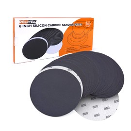 6 Inch (150mm) 800 Grit High Performance Waterproof Hook & Loop Sanding Discs Heavy Duty Silicon Carbide Round Flocking Sandpaper for Wet/Dry Sanding Grinder Polishing Accessories, 20-Pack