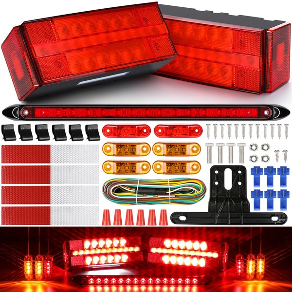 LINKITOM LED Submersible Rectangular Trailer Tail Light Kit, Super Bright