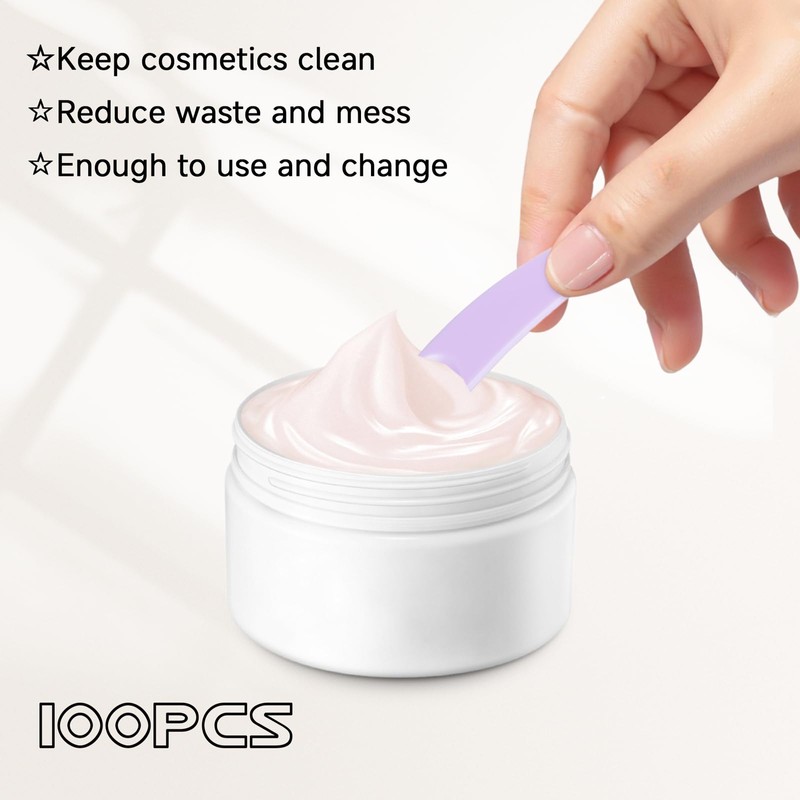 ZEJIA Purple 100 PCS Mini Makeup Mask Spatula, White Plastic