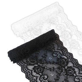 2 Rolls Lace Trim, Wide Lace Ribbon, Lace Ribbon for Sewing, White Lace, Wide White Lace Trim, Wide White Lace Ribbon