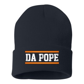 One Size Navy Cuffed Da Pope Funny Chicago Pope Leo Embroidered Cuffed Knit Beanie Cap