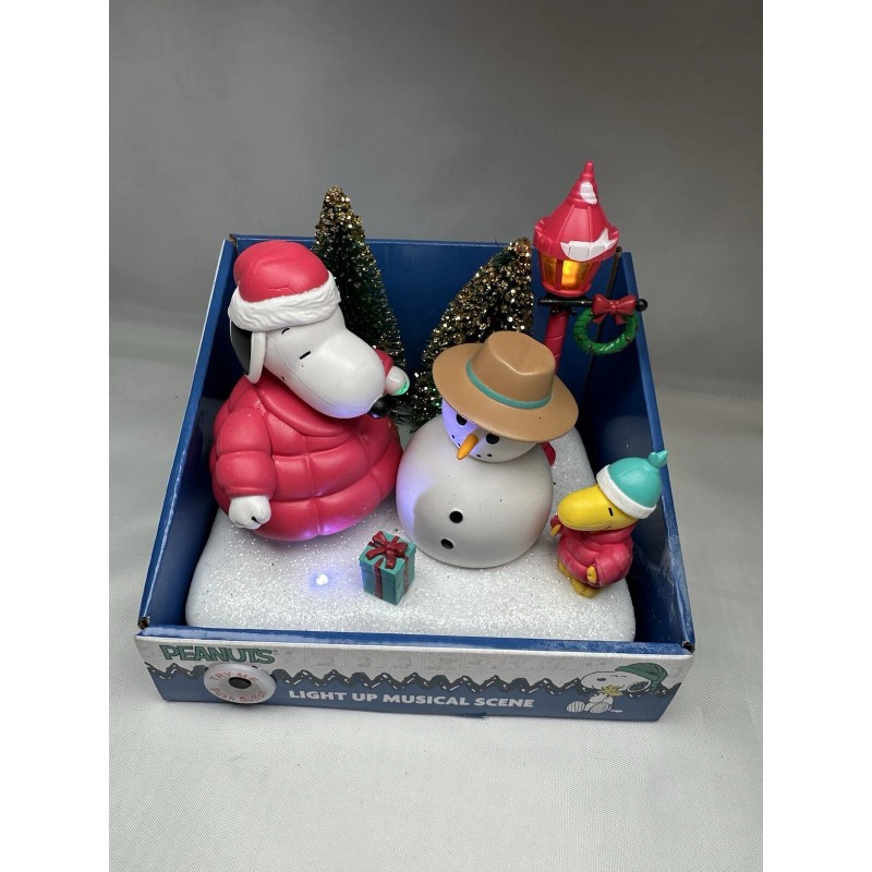 Ruz Peanuts Light Up Musical Christmas Scene Snoopy Woodstock Puffer