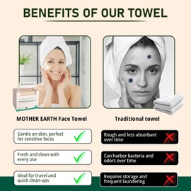 MOTHER EARTH Bamboo Face Towels XL - Hypoallergenic and Disposable Face Wipes | Dry Makeup Removers | Made from Bamboo Viscose | Extra Soft for Sensitive Skin | 200 Towels