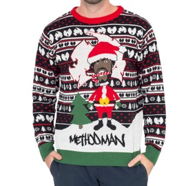 Costume Agent Santa with Candy Cane Ugly Christmas Sweater - Large - Christmas Sweaters Women - Mens Ugly Christmas Sweater Funny Multicolored