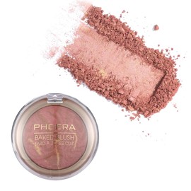 Phoera Baked Powder Blush – Richly Pigmented & Buildable, Multi-Tonal Mineral Blush for a Youthful Glow, Satin & Shimmery Shades, Available in 6 Shades (201 Amore, One Size)