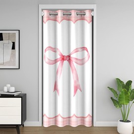jejeloiu Kids Pink Bowknot Closet Cover 34x80 Inch 1 Panel, Dreamy Princess Door Curtain for Doorway Privacy Cute Bow Room Divider Curtain Boys Girls Cute Coquette Bow Knot Bedroom Living Room