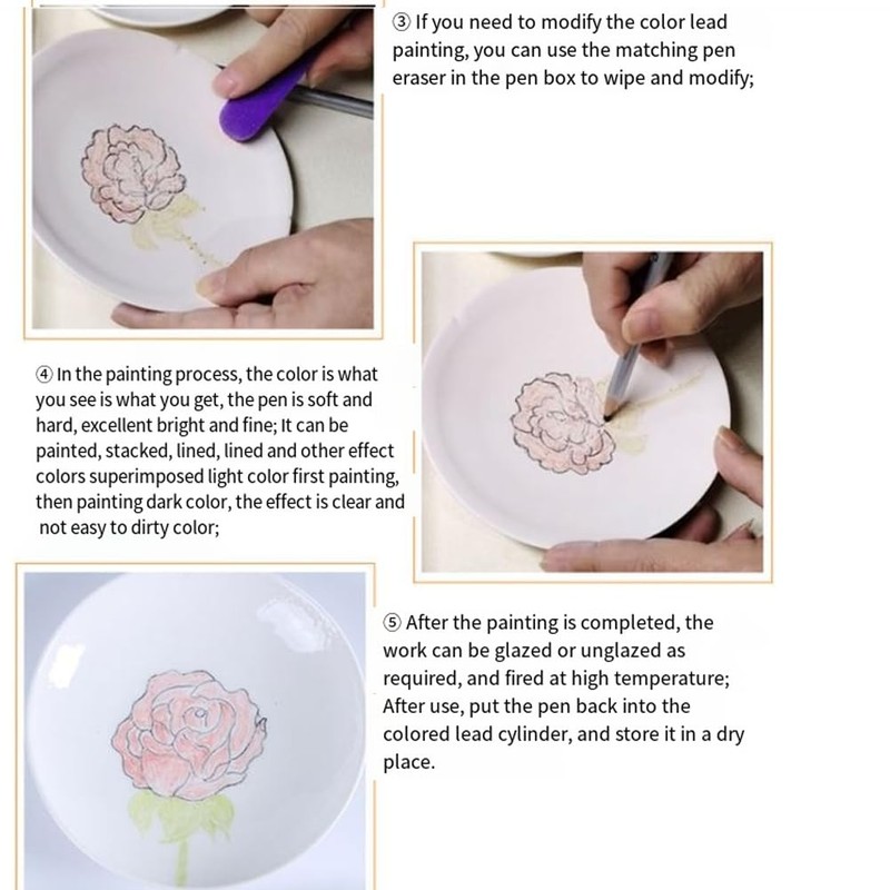 Luntfeiy Pack of 6 Underglaze Pens for Ceramic for Decorating