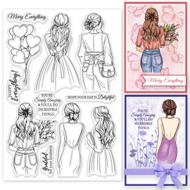 GLOBLELAND Woman Flower Clear Stamps for Cards Making Lady's Back Silicone Clear Stamp Seals Transparent Stamps for DIY Scrapbooking Photo Album Journal Home Decoration