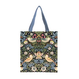 RainCaper Canvas Tote Bag for Women | Magnetic Closure & Open Interior Pocket | Holds Laptops, Magazines, Sunglasses, Books (William Morris Strawberry Thief)
