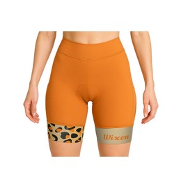 Wixen Women's 4D Padded Cycling Shorts with Pockets – High Waist, Moisture-Wicking Bike Underwear Shorts for Road Biking and Spinning – Orange – S
