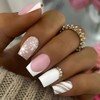 Clataly Pack of 24 Christmas Elk False Nails Snowflake Fake