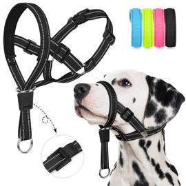 Weesiber No-Pull Dog Head Halter - Adjustable Dog Muzzle Leash, Padded Head Collar for Dogs to Prevent Heavy Pulling On The Leash(Black,M)