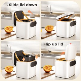 Stainless Hanging Trash Can with Lid, 4L Kitchen Compost Bin for Counter Top, Garbag Can Compost Bin Under Sink or Wall Mount for Kitchen Bathroom RV (Matte White)