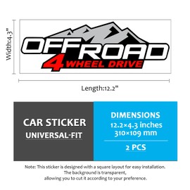 4 Wheel Drive Offroad Decal Stickers 2Pcs, 4WD Truck Decal Sticker Auto Decoration Accessories Compatible with Ford F-150, F-250, F-350, Tacoma, Tundra, Ram, and Silverado Trucks