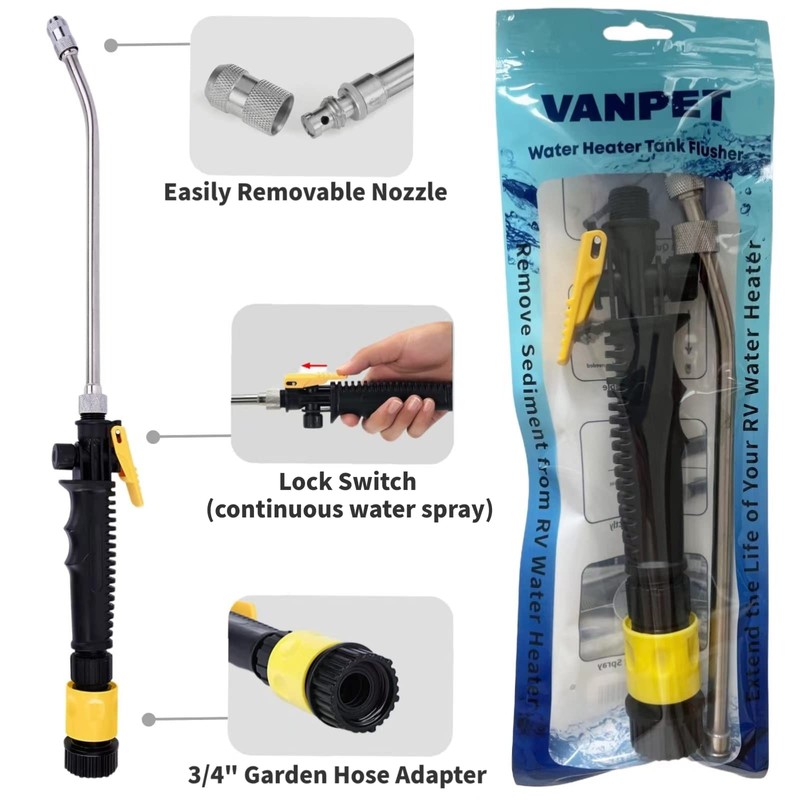 2Pack RV Water Heater Anode Rod and Flush Wand, Compatible