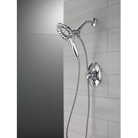 Delta 4-Setting In2ition 2-in-1 Dual Shower Head with HandHeld Spray, Chrome Detachable Shower Head with Hose, Showerhead, 1.75 GPM Flow Rate, Chrome 58499