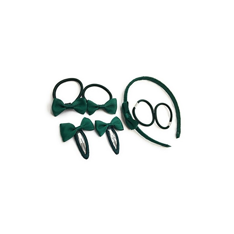 7 PIECE SCHOOL COLOURS Hair Bow Snap Clips SET ALICE
