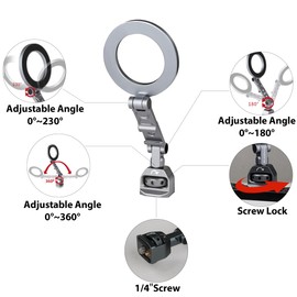 PUKOKO Magic Arm Magnetic Stand for Mobile Phones with Multiple 1/4 Inch Screw Holes for External Attachment of Multiple Devices and 1/4 Inch Screws on the Bottom, Fits Most Heads