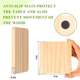 46Pcs Unfinished Wood Coasters-4" Unfinished Natural Wood Slices for Crafts Round with Non-Slip for Wedding Decoration/Blank Coasters Wood Kit DIY Architectural Models Drawing Painting Wood Engraving