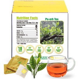 Soilmount Shou Pu-erh Tea - Traditional Chinese Tea | Box of 18 Individually Wrapped Tea Bags | Rich Aroma & Unique Flavor | Convenient Brewing