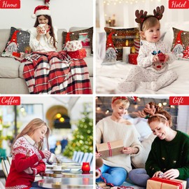 Minicoco Christmas Cushion Covers Christmas Decorations Set of 4 Throw Pillows Cases for Christmas Xmas Decor Red Linen Cushion Cover for Sofa Home Furniture 45 x 45cm (Grey)