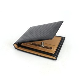 AfitLulu Men's RFID Protection Wallet Men's Slim Wallet with ID Window, Men's Carbon Fibre Wallet with 3 Card Slots, 2 Cash Pockets, 1 Zip Coin Compartment, black, Modern