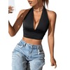 GORGLITTER Women's Crop Tank Top Halter Tops Halterneck Summer Shirts