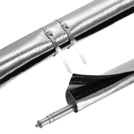 Heat Shroud Sleeve Aluminized Hose Wrap with Hook & Loop Closure, High-Temperature Wire and Hose Protection 1-1/2" I.D. x 10FT